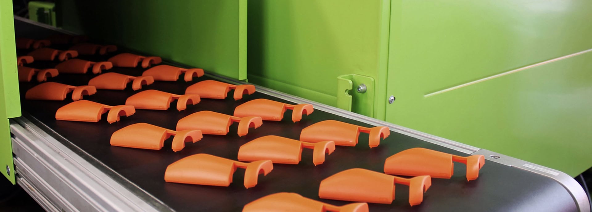 Injection moulded product on production line